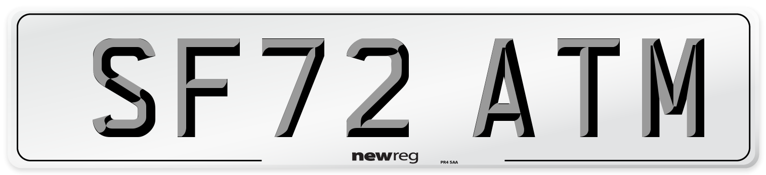 SF72 ATM Number Plate from New Reg